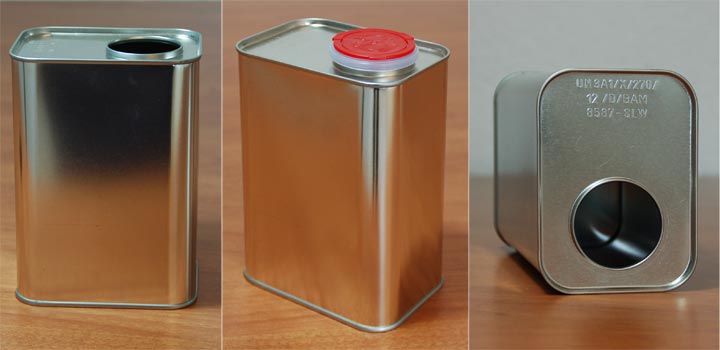 10 Kanister 1 Liter eckig Metallkanister, Blechkanister, Weißblech