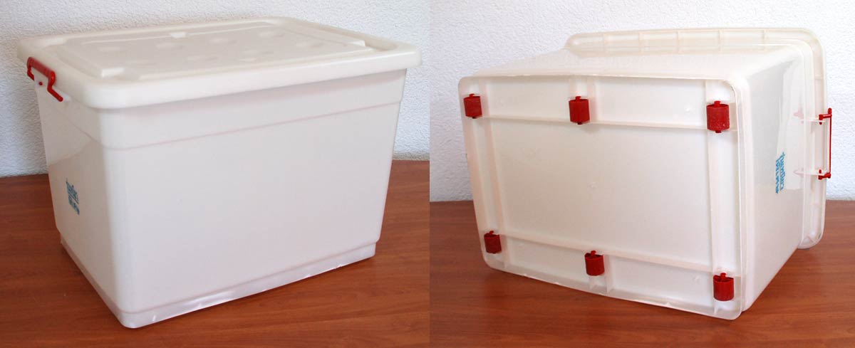 Aufbewahrungsboxen mit Deckel und Rollen viele Farben und Formen