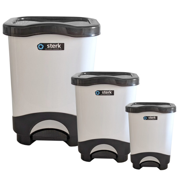3er Set Abfalleimer 6 Liter +13 Liter +28 Liter