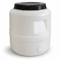 Fût à couvercle vissant 15 litres, rond, blanc