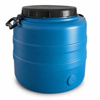 Fût à couvercle vissant 30 litres, rond, bleu clair
