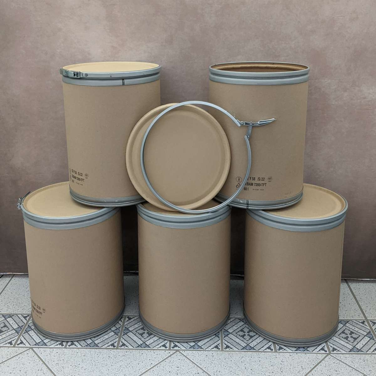 60 Liter Fibertrommel Papptrommel Lebensmittelecht Stapelbar