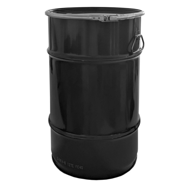 Metal drum with lid, 60 L black