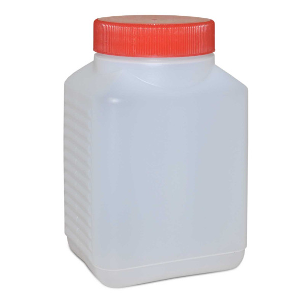 Square bottle with screw cap, large neck