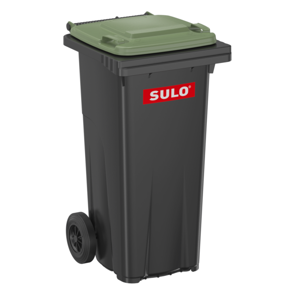 SULO® MGB 120 Liter Mülltonne Grau mit grünem Deckel