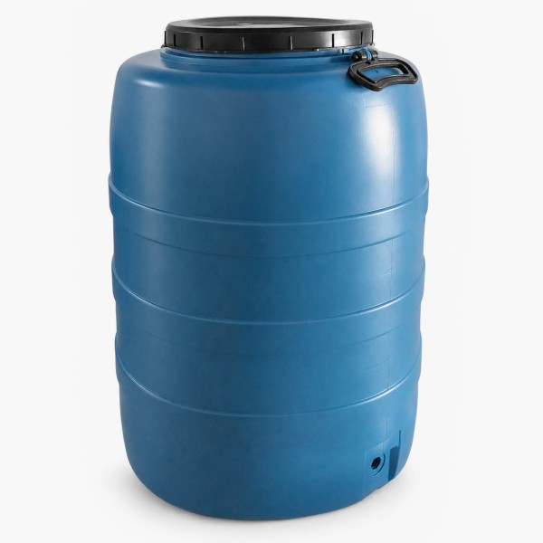 Fût à couvercle vissant 120 litres, rond, bleu clair
