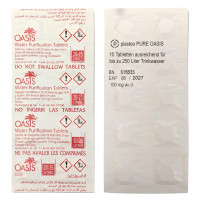 PURE OASIS comprimés de purification d'eau Stérilisation l'eau | 100% potable sans germes en 30 minutes PURE OASIS comprimés de purification d'eau Stérilisation l'eau | 100% potable sans germes en 30 minutes