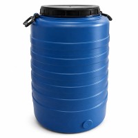 Fût à couvercle vissant 60 litres, rond, bleu clair