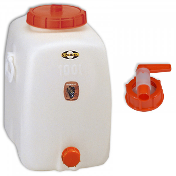 Mostfass 100 Liter oval mit Auslaufhahn NW 15