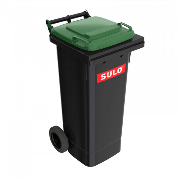 SULO® MGB 80 Liter Mülltonne Grau mit grünem Deckel