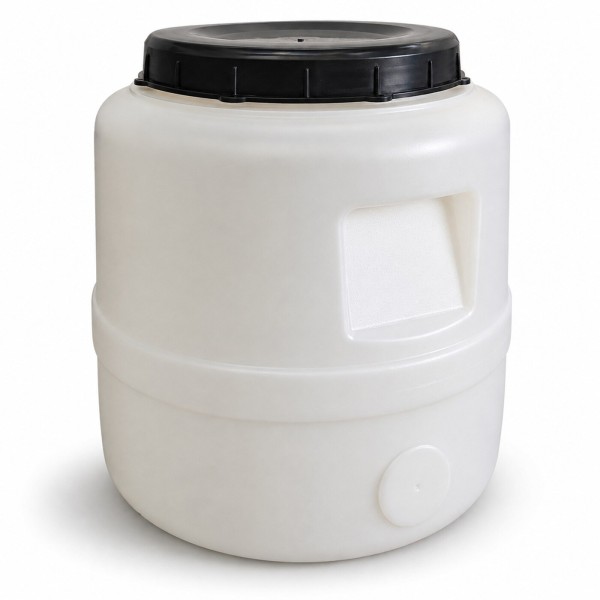 Fût à couvercle vissant 15 litres, rond, blanc