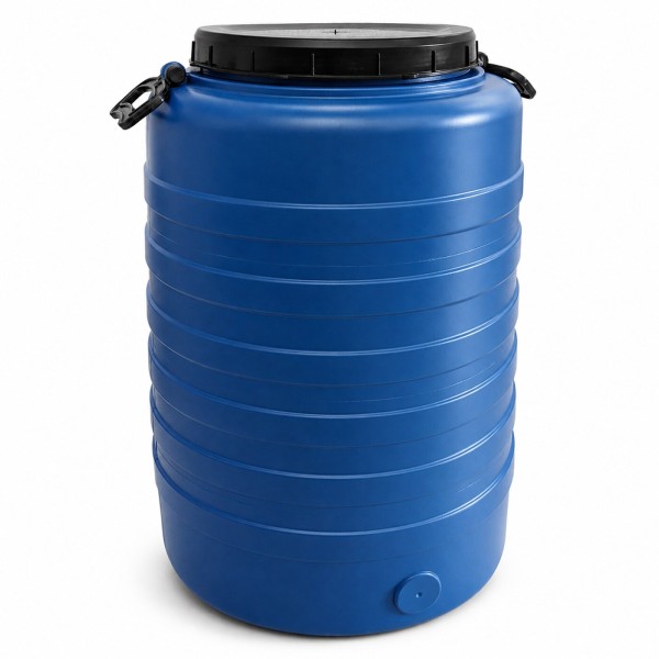 Fût à couvercle vissant 60 litres, rond, bleu clair