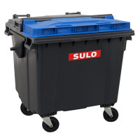 Mini poubelle 1100 litres gris couvercle plat avec bleu couvercle