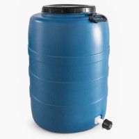 Fût à couvercle vissant 120 litres, rond, bleu clair, avec robinet