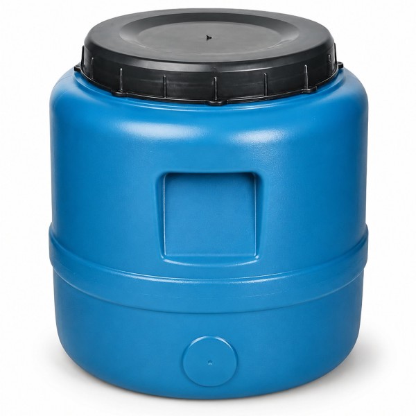 Fût à couvercle vissant 15 litres, rond, bleu clair
