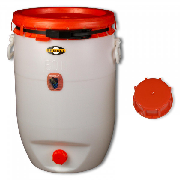 Gärfass 60 Liter rund mit Verschlußkappe