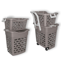 Wäschekorb fahrbar graubraun Wäschekorb fahrbar graubraun