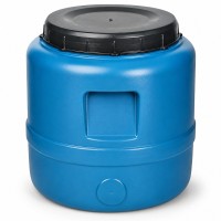 Fût à couvercle vissant 15 litres, rond, bleu clair
