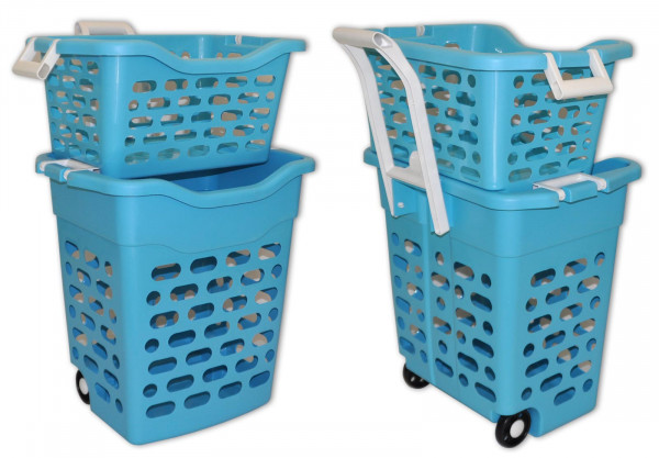 Wäschekorb fahrbar blau