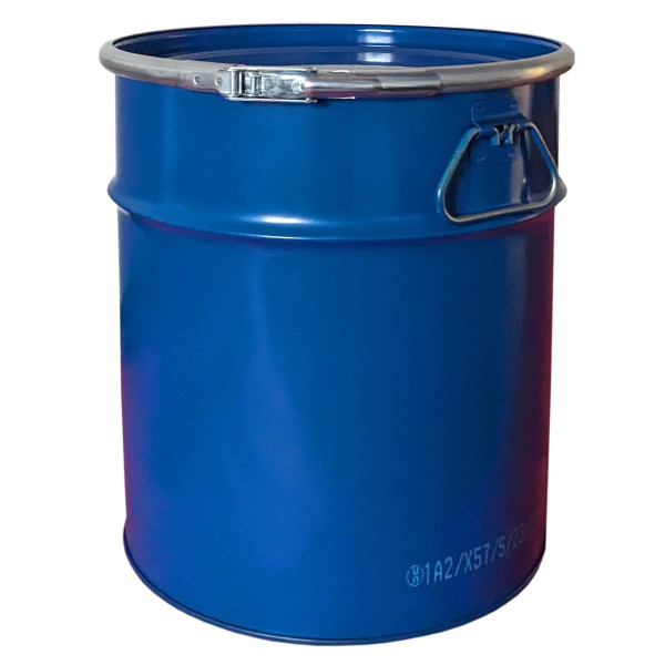 Steel drum 30 liters hobbock lidded metal tin container | 2 side drop handles cyclone