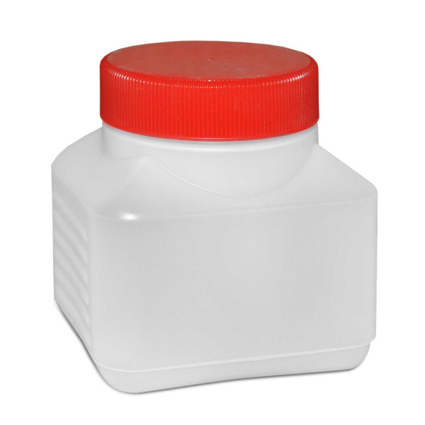 Square bottle with screw cap, large neck