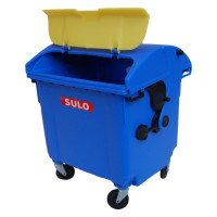 Mini poubelle 1100 litres couvercle rond bleu jaune