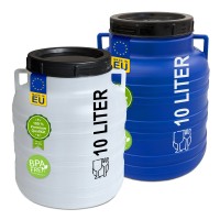 10 Liter Schraubdeckelfass Blau und natur
