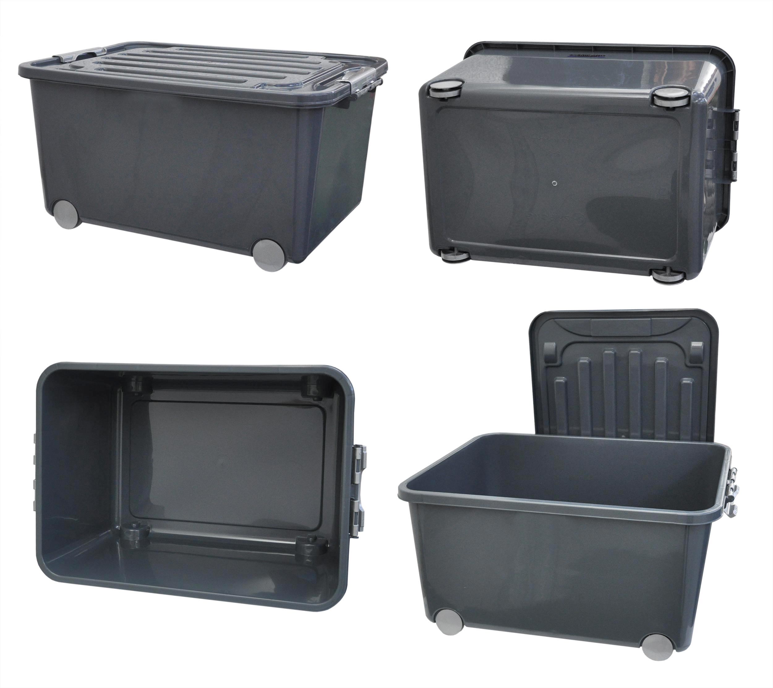 Aufbewahrungsboxen mit Deckel und Rollen viele Farben und Formen